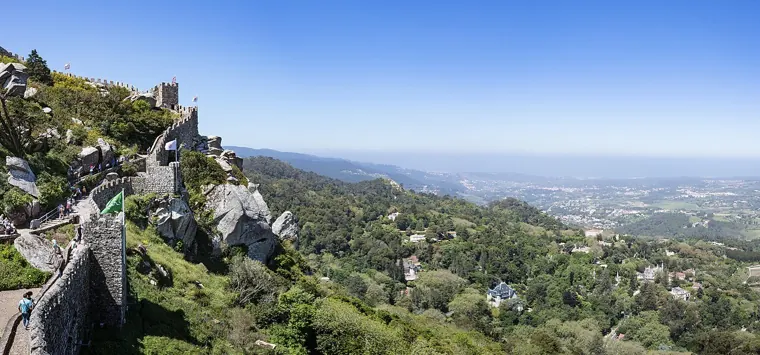 The ancient ramparts of the Moorish Castle along the Sintra ridge